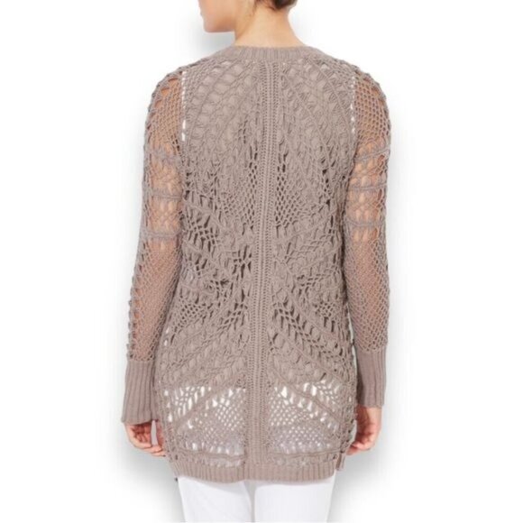 NWT GOLD HAWK Crochet Cardigan Sz.S Tan Open Front Knit 100% Cotton Cottage - Picture 2 of 12